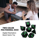 7pcs/Set Multi-Sided Digital Dices D4 D6 D8 D10 D12 D20 for TRPG (Green) Newly