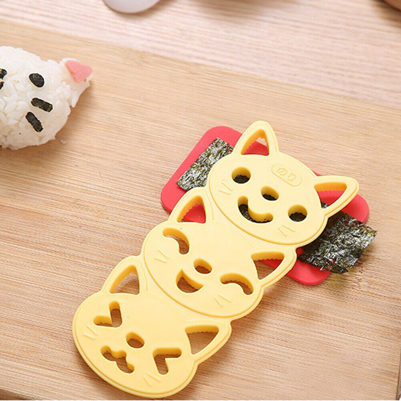 Cat Rice Ball Mould Onigiri Maker Set Cartoon Sushi Making Kitchen Tools