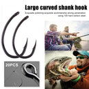 Fishing Hooks Kit, High Carbon Steel Sharp Carp Fish Hooks with Barbs, Set of 20