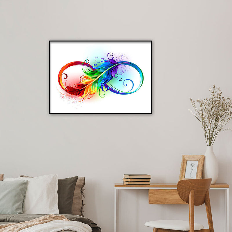 DIY Hand Painted Paint By Numbers Oil Canvas Pictures Colorful Feather Kits