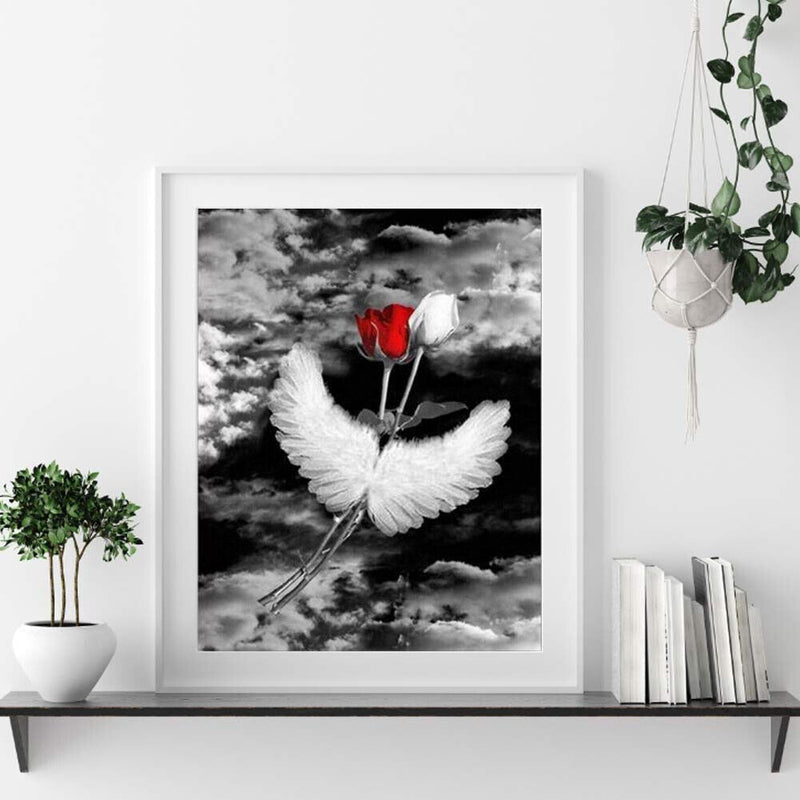 Red and white roses 40x50cm Oil Paint By Numbers Picture DIY Painting M748