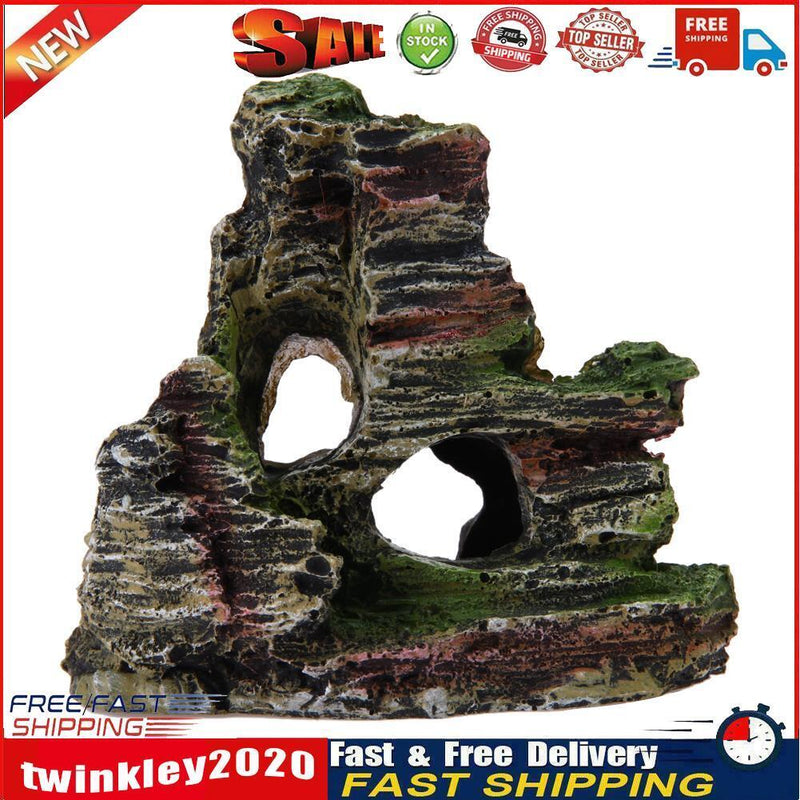 Mountain View Aquarium Rockery Hiding Cave Tree Fish Tank Ornament Decor Newly