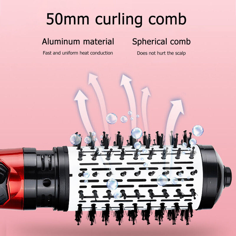 Round 2 in 1 Brush Hair Dryer Curling Straight Ion Hot Air Comb (EU Plug)