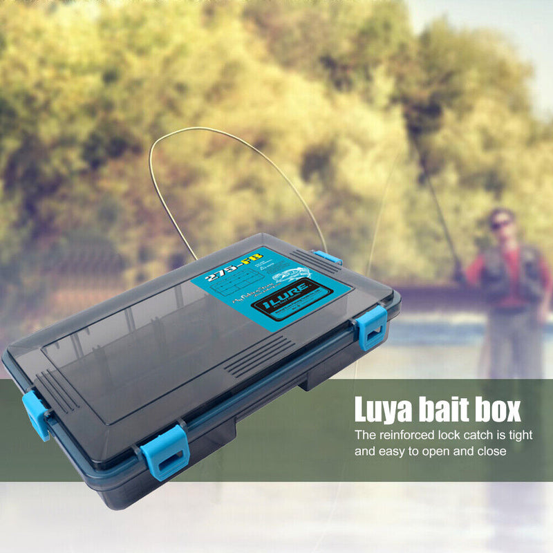 Double Sided Fish Hook Lures Bait Storage Box Fishing Tackle Case (Blue) Newly