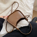 Ladies Designer Zipper Handbag Party Solid Color Crescent Shape Shoulder Bag