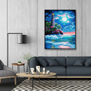 Lighthouse Full Moon 5D DIY Full Square Diamond Painting Digital Coloring M
