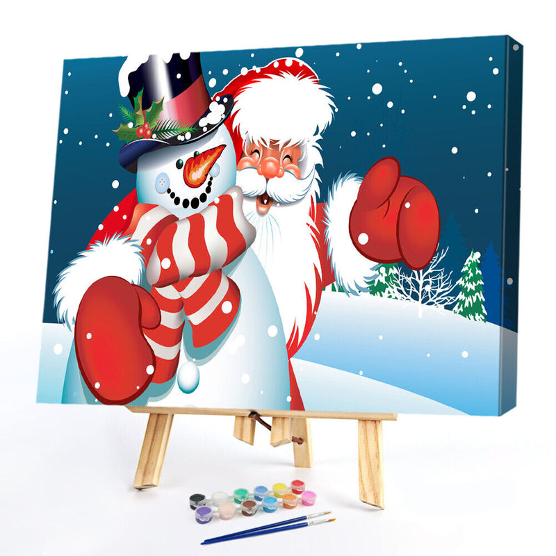 Santa Claus Oil Paint By Numbers Kits Canvas Drawing DIY Coloring Picture Crafts