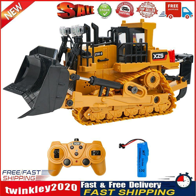1/24 9CH RC Excavator Bulldozer Toys Electric Crawler Car with Light Music Newly