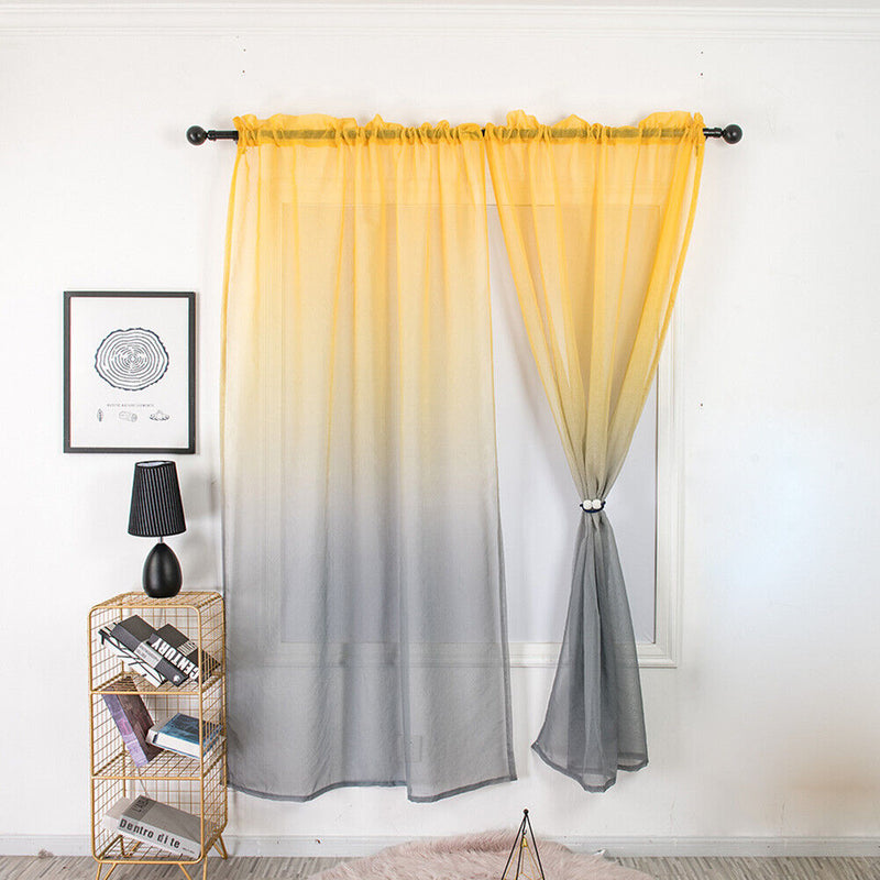 1x2.7m Gradient Tulle Curtain for Living Room Sheer Drapes Hotel Home Decorat