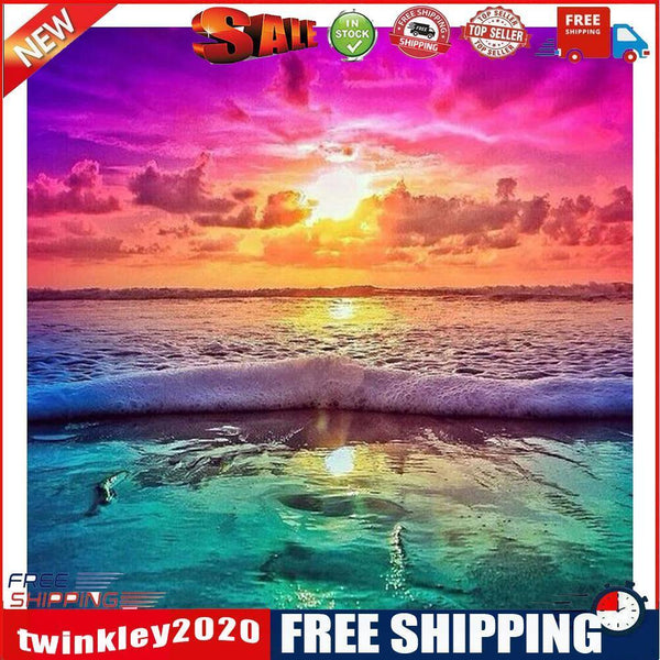 Oil Paint By Numbers Picture DIY Drawing Ocean Sunset Painting Kit Artwork