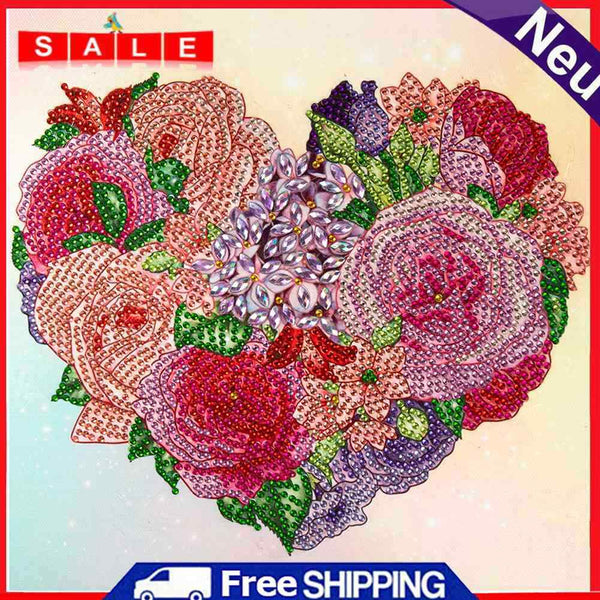Part Special Shaped Drill Diamond Painting 5D Flower Heart Handiwork Mosaic Kit
