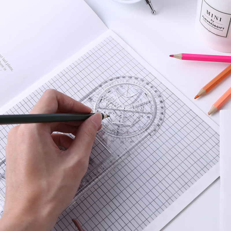 Multifunctional Geometric Ruler Plastic Drawing Ruler for Student School Offi