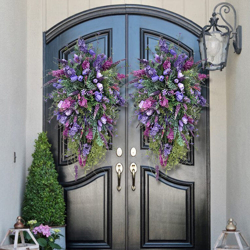 Rustic Spring Wreath Flower Farmhouse Garland Front Door Swag Wall Hanging Decor