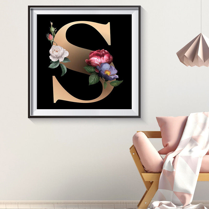 5D DIY Diamond Painting Flower Letter S Full Round Drill Mosaic Kit (B2775)