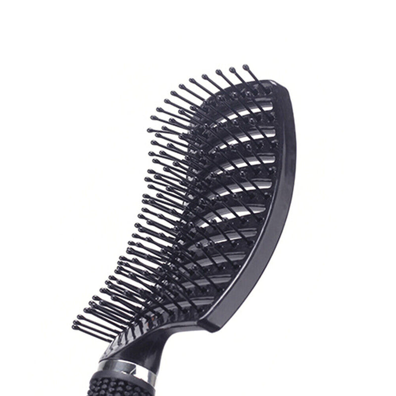 Big Curved Comb Wide Tooth Large Plate Hairdressing Hair Ribs Brush (Black)