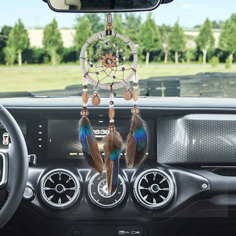 Feather Wind Chimes Dream Catcher Car Pendant Hanging Adornment Handmade Gi