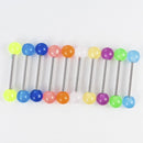 Gothic Hip Hop Cool Rock Punk Tongue Rings Barbell Luminous For 10pcs/set