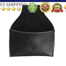 Black Faux Leather Chalk Holder Pouch with Clip Pool Billiards Snooker Cue