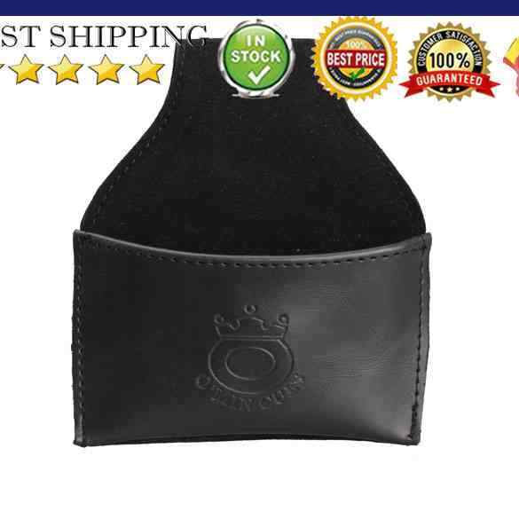 Black Faux Leather Chalk Holder Pouch with Clip Pool Billiards Snooker Cue