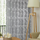 2pcs Semi Blackout Curtain Simple Vine Leaf Partition Window Decor(Grey)