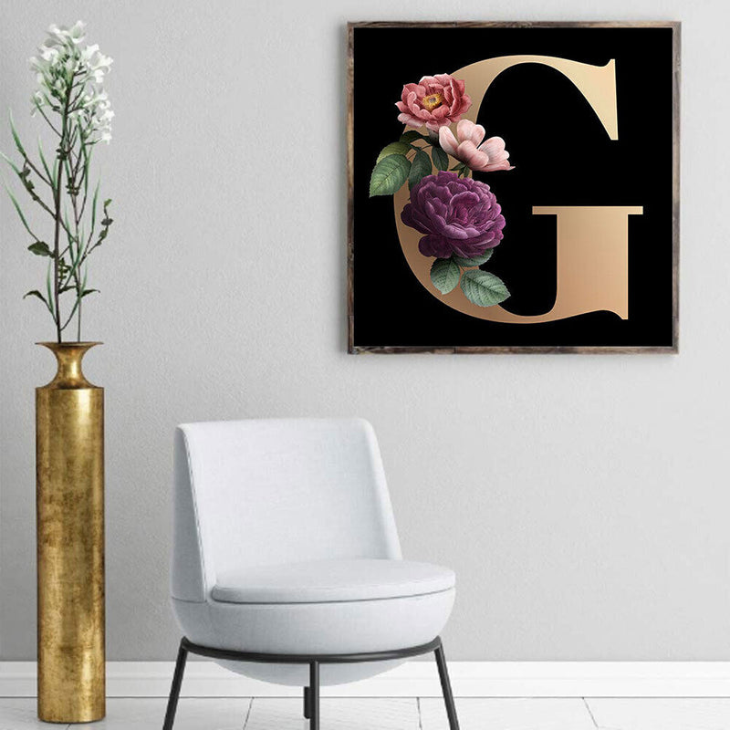 5D DIY Diamond Painting Kits Full Square Drill Flower Letter G Mosaic Picture