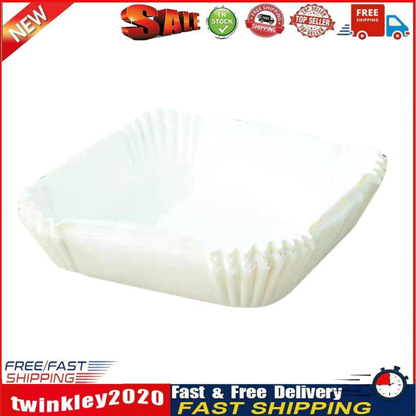 100pcs Air Fryer Paper Liner Mat Steamer Oven Baking Paper Tray (D White) Newly
