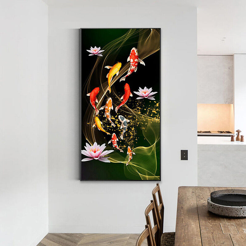 Nine Fish Oil Paint By Numbers DIY Acrylic Painting Wall Art Picture Home C