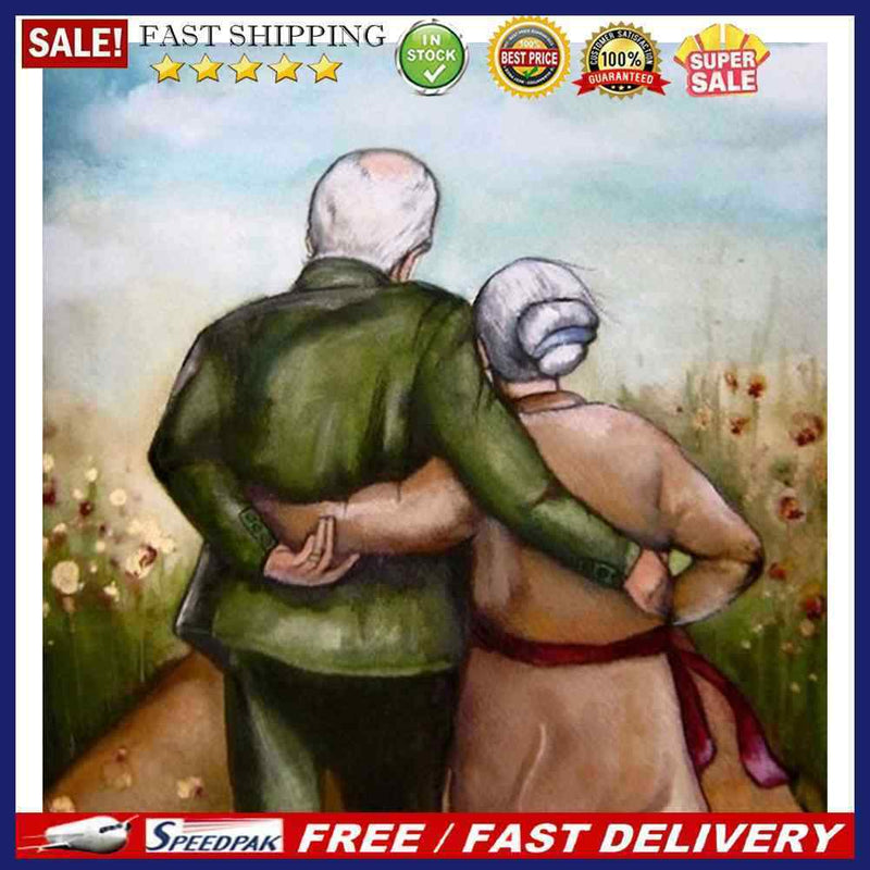 Back View of Old Couple Oil Paint By Numbers Kits Canvas DIY Picture Hand P