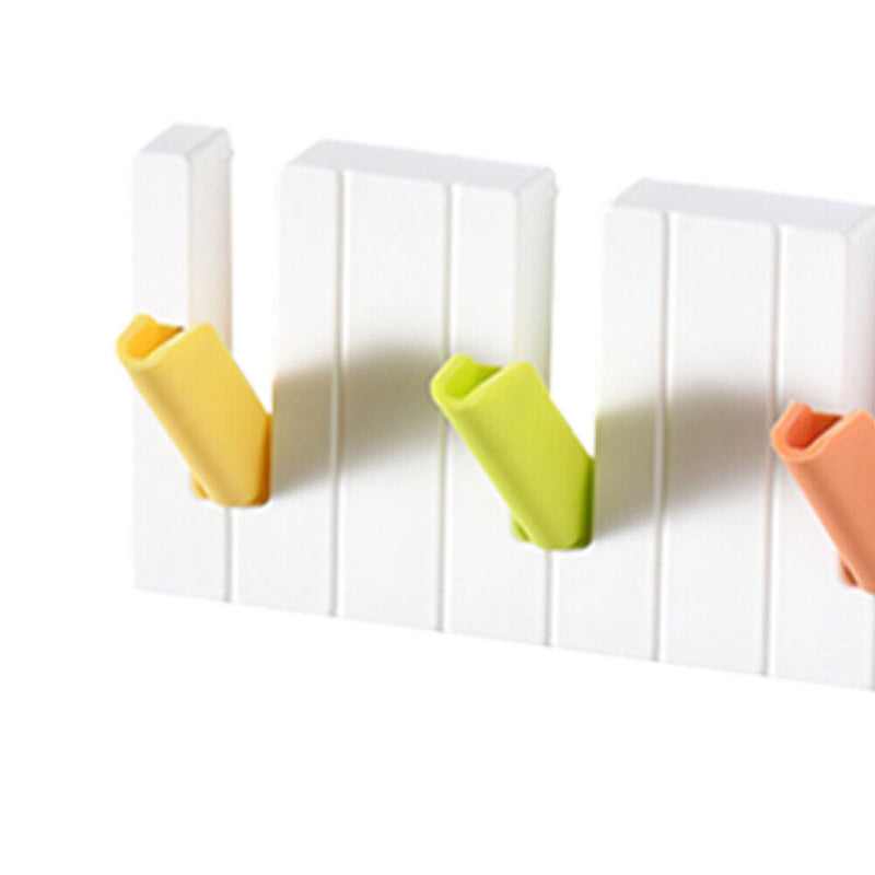 Wall Mounted Towel Hook Hanger Piano Keys Clothes Storage Organizer Rack Shel