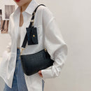 Fashion Women Stone Pattern Shoulder Bag Purse 2pcs Composite Bags (Black)