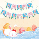 Bunting Happy Easter Decor Easter Day Banners Bunny Eggs Paper Hanging Flags