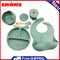 6pcs Silicone Baby Feeding Anti Brief Plates for Food Kids Tableware (Army Green)