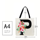 Alphabet flowers Printed Shoulder Shopping Bag Casual Large Tote Handbag P