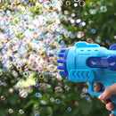 Bubble Guns Toys 12 Holes Electric Bubbles Machine for Kids Play (Blue)