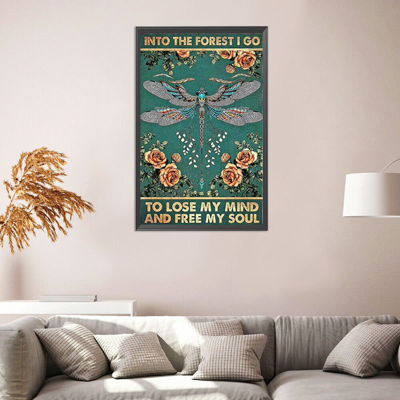 Full Cross Stitch Handcraft 11CT Stamped Dragonfly Needlework DIY Home Ornament