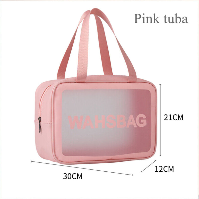 Multifunction Womens Cosmetic Wash Bag PVC Waterproof Bag (Pink Large)