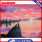 Frameless Sunrise Fishing Oil Paint By Numbers Kit Handmade Drawing On Canvas
