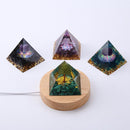 Orgonite Pyramid Amethyst Peridot Healing Crystal Energy Orgone Crafts (E)