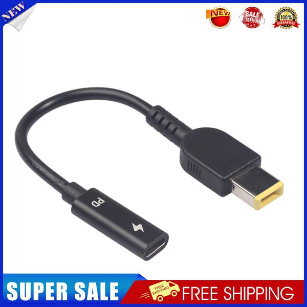 Type-C Female to Square DC Male Plug PD Charging Cable for Lenovo Thinkpad