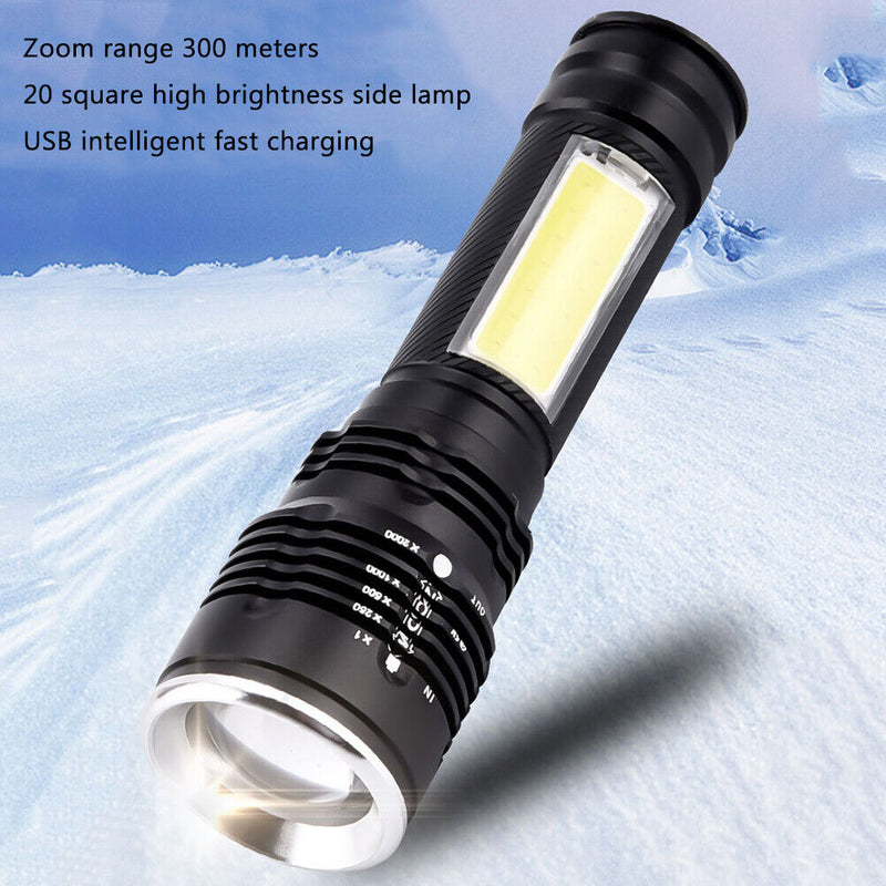 Outdoor Strong Light Long-Range Emergency COB Dimming Flashlight Camping Torch