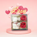 Coral Fleece Bear Towels Scented Soap Flowers with Clear Box Set (Red) Newly
