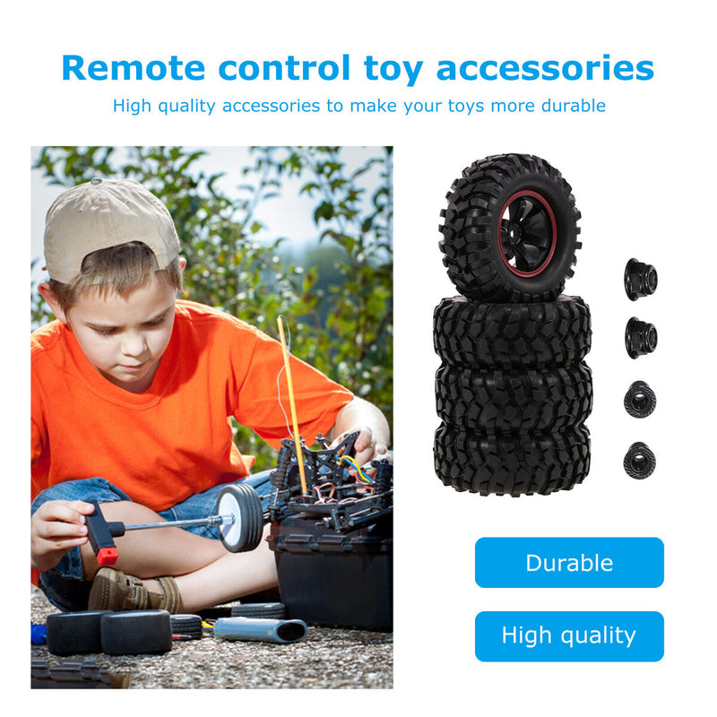 #A 4PCS RC Off-Road Buggy Tires Truck Car Hex Hub Beadlock Rubber Wheel Rims Tir