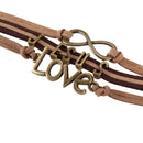 Bronze Jesus Love Pendant Girl Boy Braid Bracelet Unisex String Band Bangle