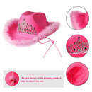 Western Style Cowboy Hat Warped Brim with Sequin Decoration Crown Cowgirl Hat`