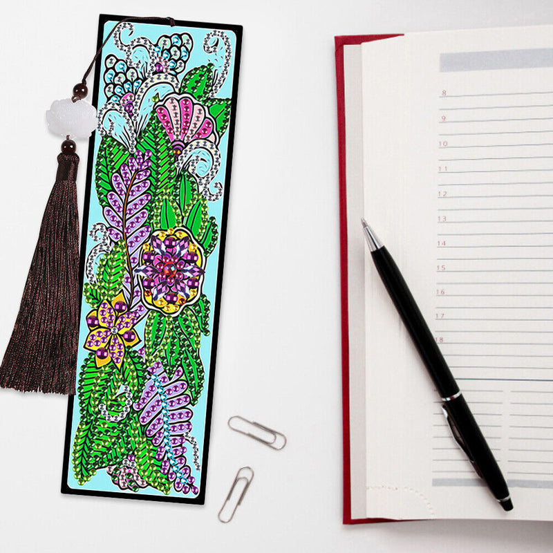 2x Diamond Painting Bookmark DIY Special Drill Animal Flower Tassel Gift Crafts