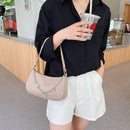 Retro Butterfly Chain Shoulder Underarm Bag Women Pure Color PU Leather Handbags
