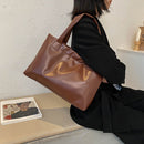 Women Solid Color Shoulder Bags Lady PU Leather Casual Travel Totes Handbags