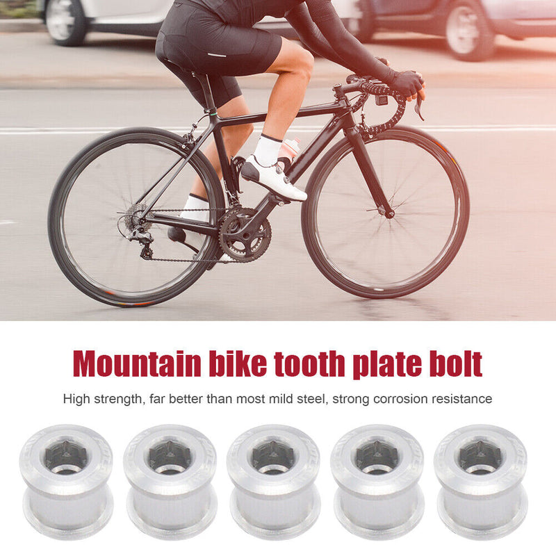 5pcs Aluminum Alloy Single Double Chainring Bolts + Nuts for Mountain Road