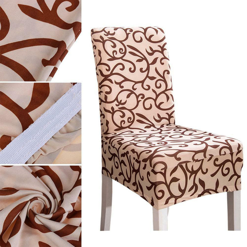 Printing Pattern Elastic Home Hotel Dining Chair Covers(Champagne)