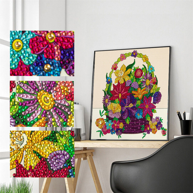 Part Specical Shaped Drill Diamond Painting Flower Basket Mosaic Kit (B044)